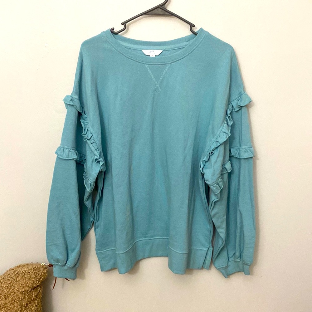 Ruffle Long Sleeve Comfort Sweatshirt!!